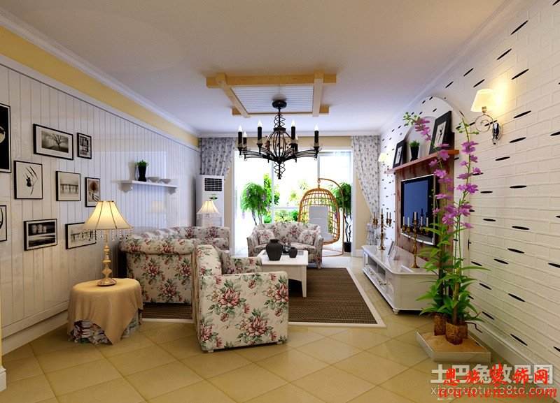 田园风格客厅装修效果图大全2012图片