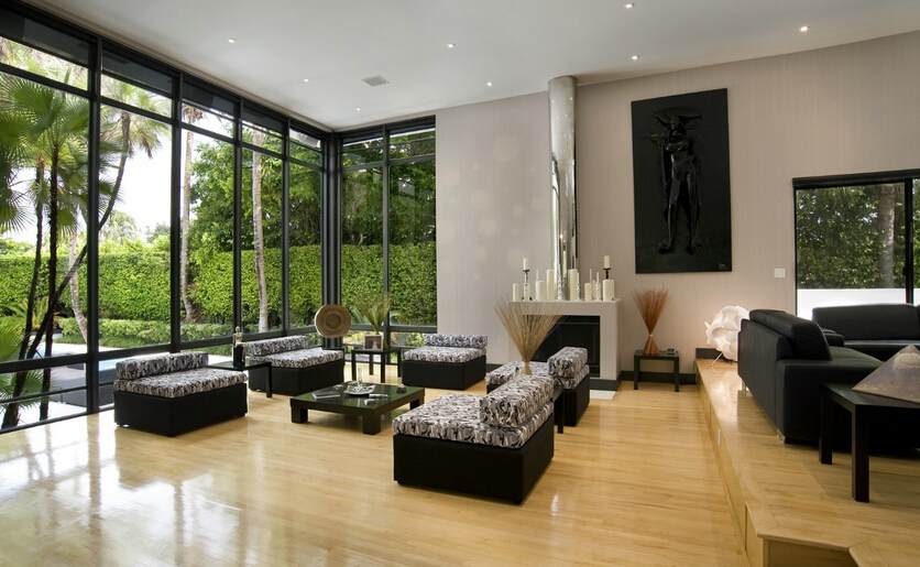 上海别墅装修客厅盆栽风水