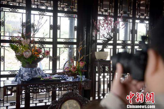 苏州拙政园举办花果盆景展 游客感受江南园林春意