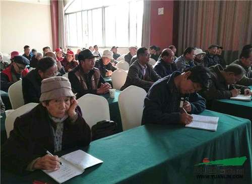 参训老干部专心在培训会上听讲认真记录讲_副本.jpg 云南老干部花卉盆景协会举办兰花培训