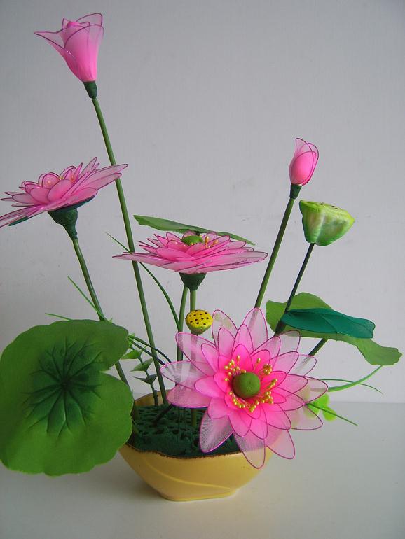 图文:荷花制成盆景卖