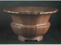 清初紫泥梨皮荷口渣斗盆