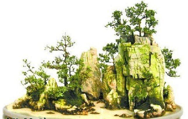 记得儿时姑妈邻家里的园子里有一山石盆景!