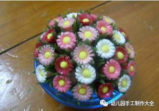幼儿园手工吸管变废为宝制作漂亮的菊花盆景