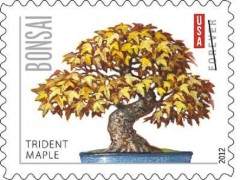 美国邮政上个月推出了一系列新的盆景邮票