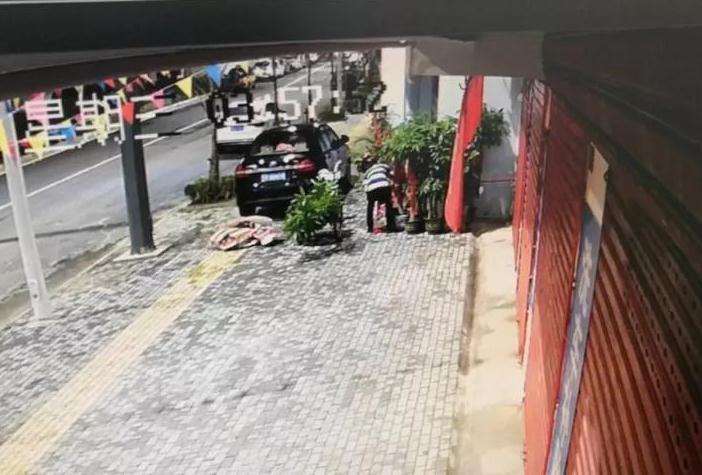 芜湖一男子骑着三轮偷盆景