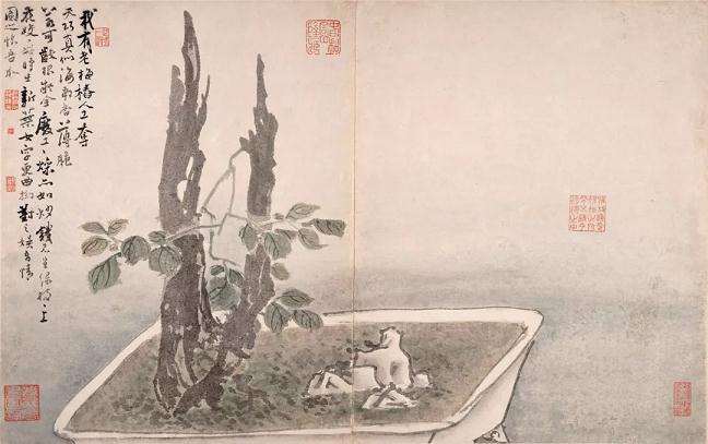 盆景与油画的创新结合