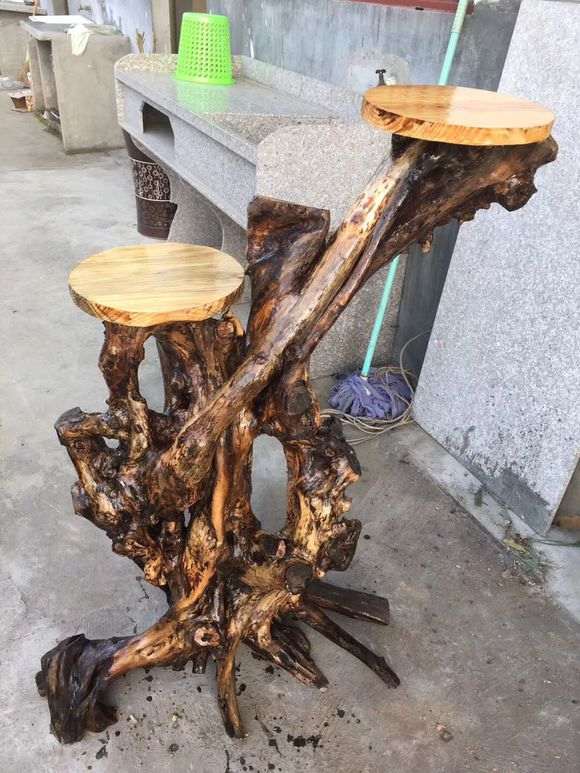 用榆树下山桩制作了一个花架 可以吗
