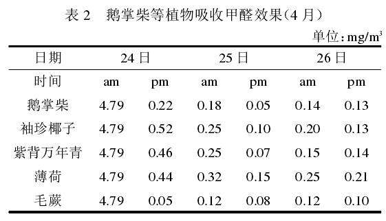 盆栽植物吸收甲醛的效率均超过90%
