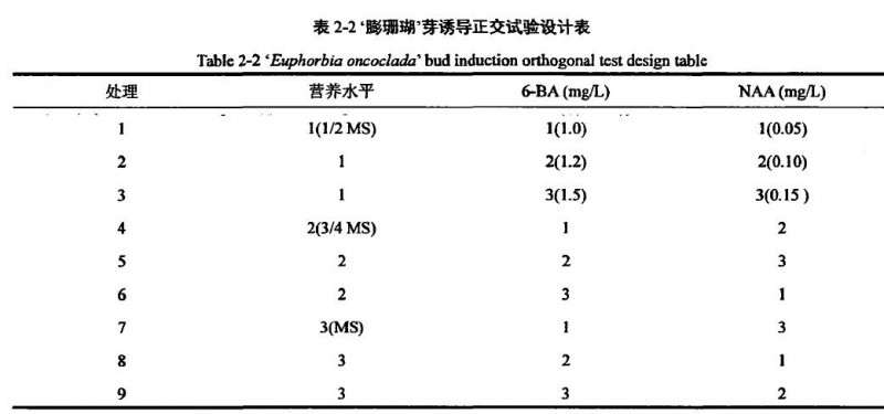 大戟3个品种多肉植株离体培养试验研究