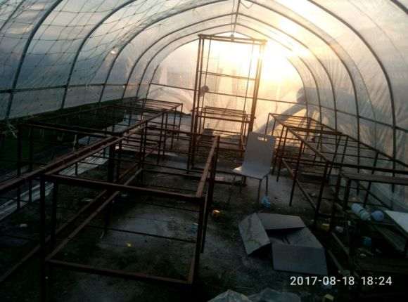 我搭建的多肉大棚都吹烂了