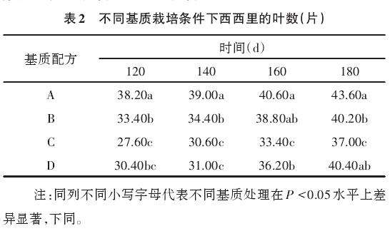 不同基质配比对多肉西西里叶数的影响