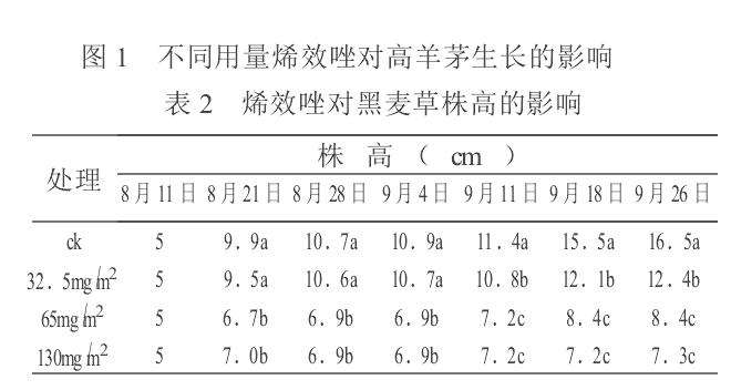 烯效唑对盆栽3种草坪草生长的影响