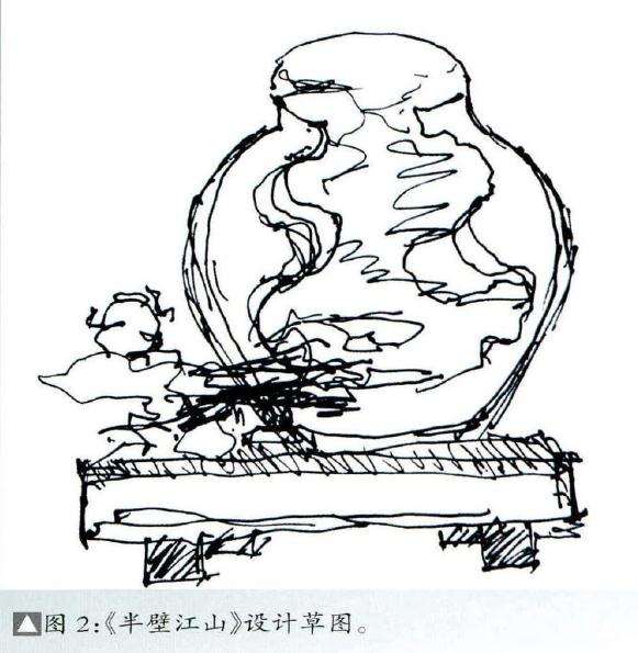 盆景《半壁江山》设计草图