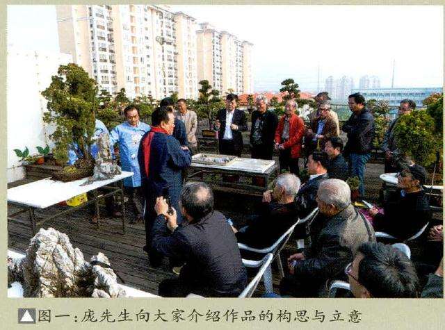 庞先生向大家介绍盆景作品的构思与立意