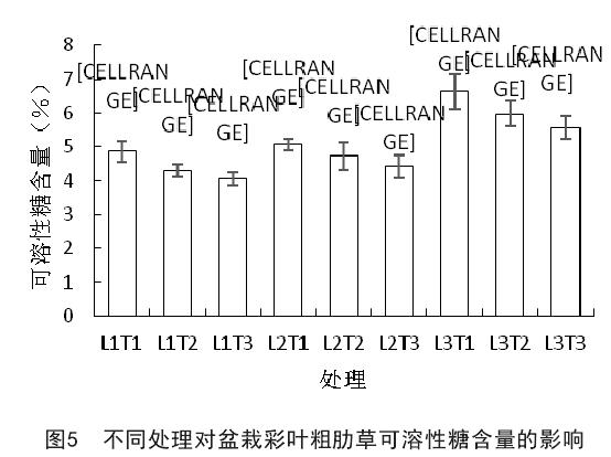 不同处理对盆栽彩叶粗肋草叶绿素含量的影响