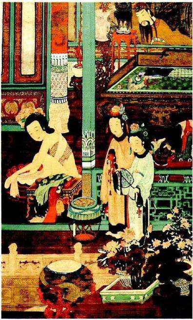 张择端《明皇窥浴图》中的松树盆景