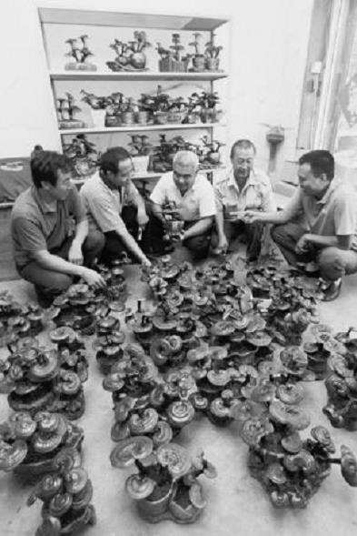 刚赶制100余盆灵芝盆景 就被山东客商定完了