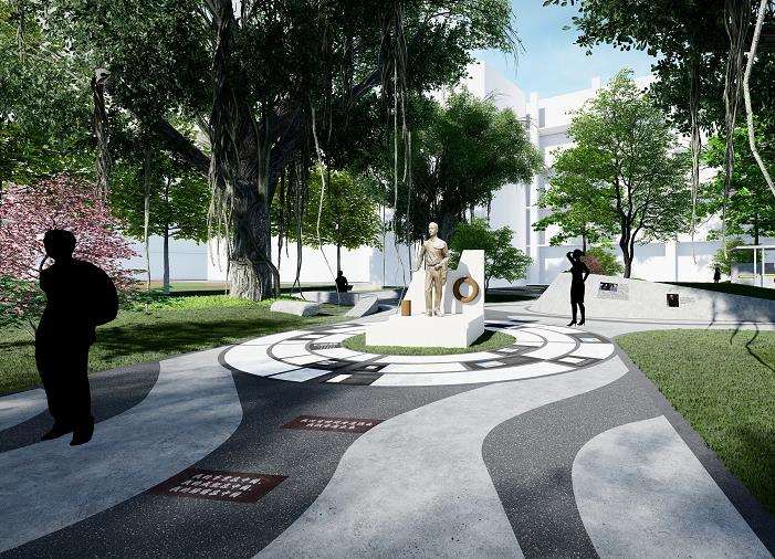 价值观倡导下的校园景观提升策略、设计理念与逻辑闭环图示