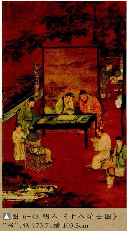 杜荃十八学士图中的盆景陈设 图片