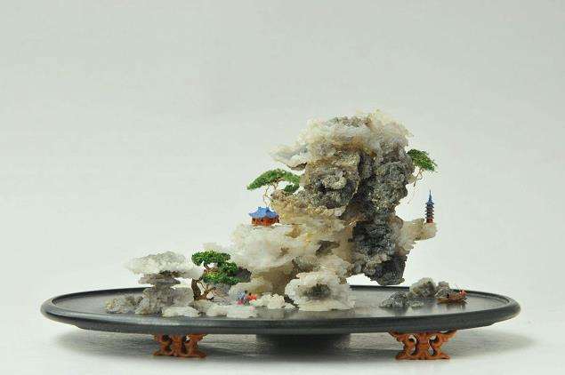 山水盆景怎样拼接 胶合山石