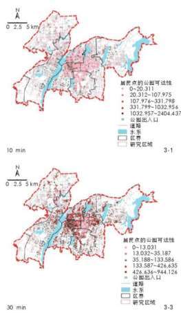 南昌公园可达性水平的分布具有如下3点特征