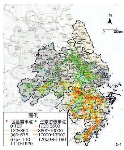 长三角城市群生态空间游憩服务的4个省级供需特征