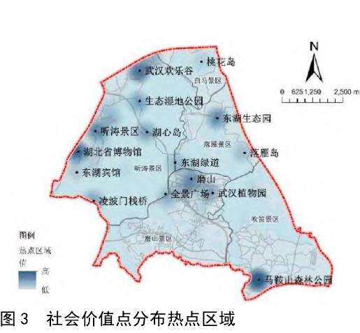 城市绿地各类社会价值的空间分布状况