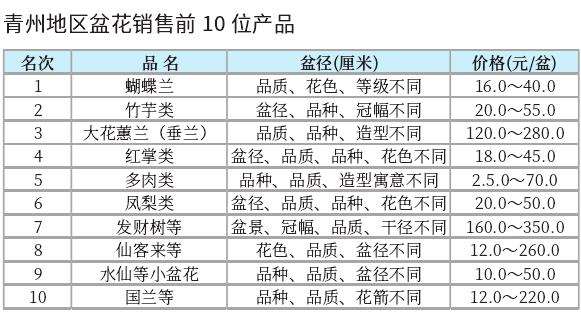 2022年12月青州盆花市场行情