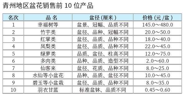 2022年11月青州盆花市场行情