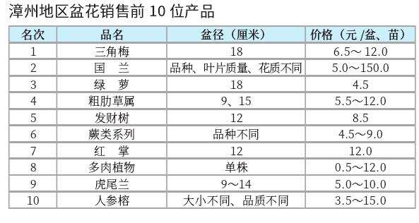 2022年10月漳州盆花市场行情