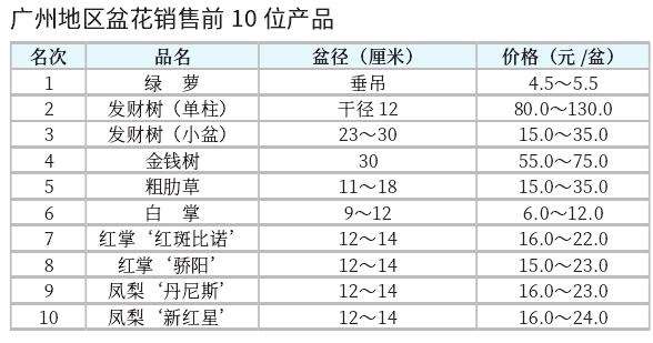 2022年10月广州盆花市场行情