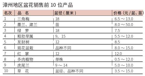 2022年7月漳州盆花市场行情
