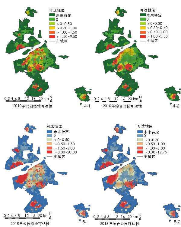 公园绿地可达性的时空分布变化
