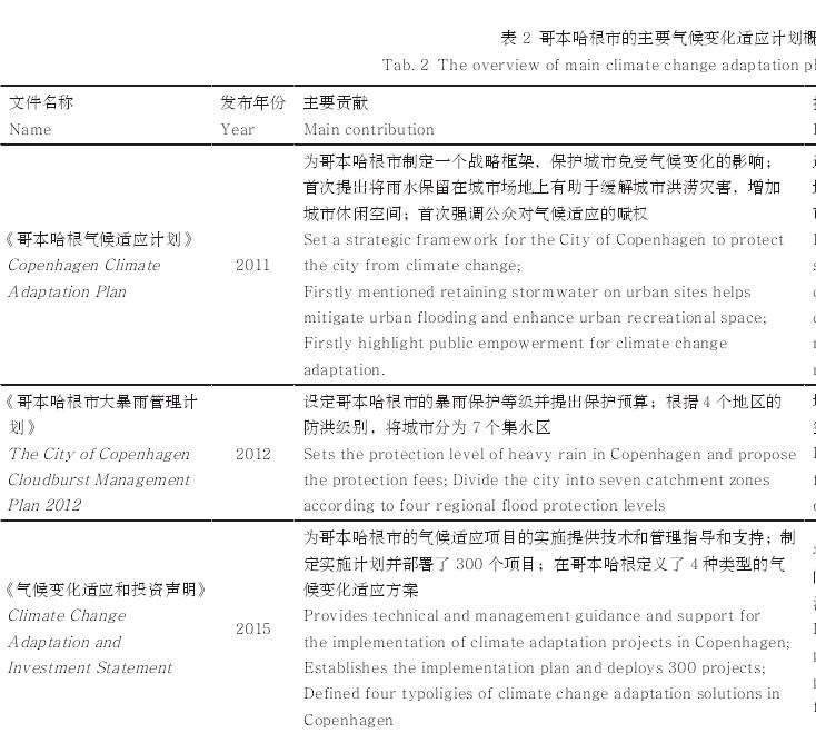 哥本哈根气候变化适应解决方案的四种类型示意图