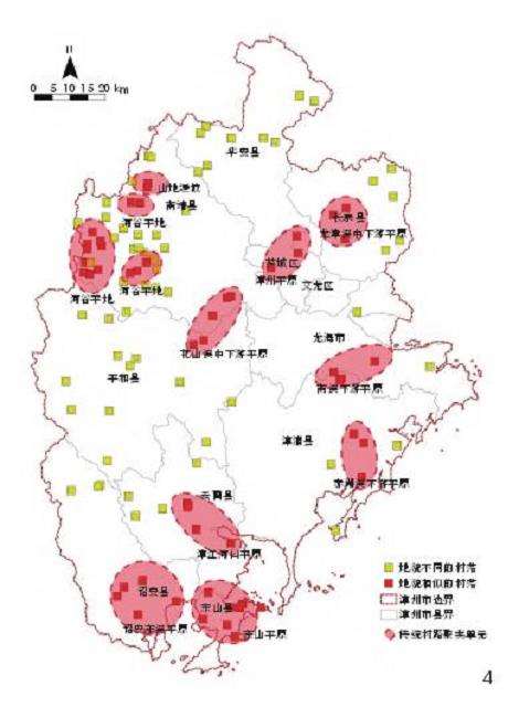 平原与河谷平地分布的传统村落聚类较明显