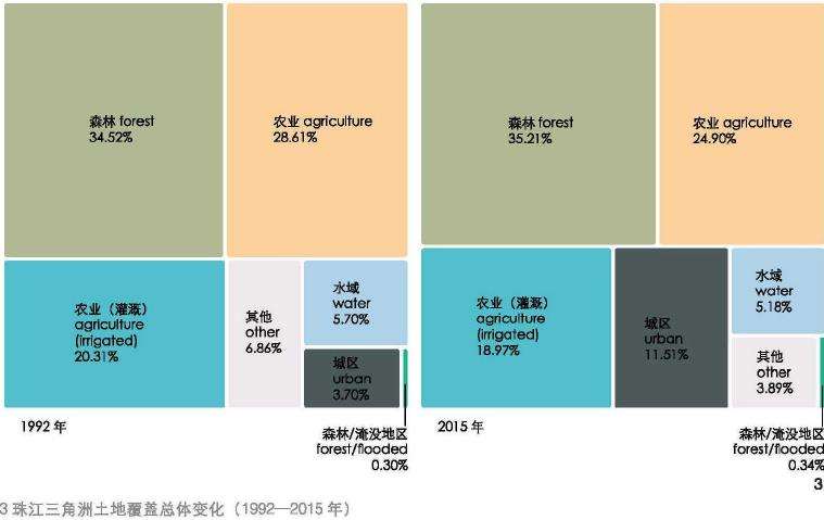 中国珠江三角洲基于时空矩阵图析土地覆盖演变