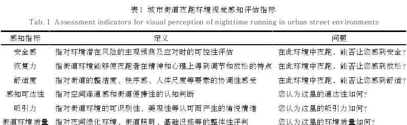 夜跑友好视角下城市街道环境视觉感知评价