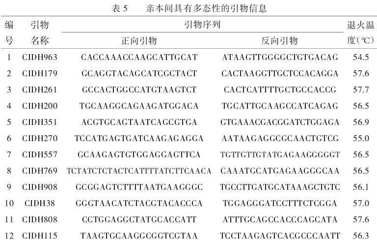 2.3杂交后代的In-del鉴定结果分析