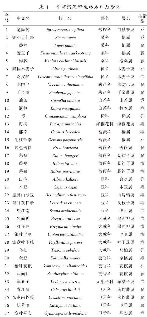 滨海野生林木种质资源组成分析