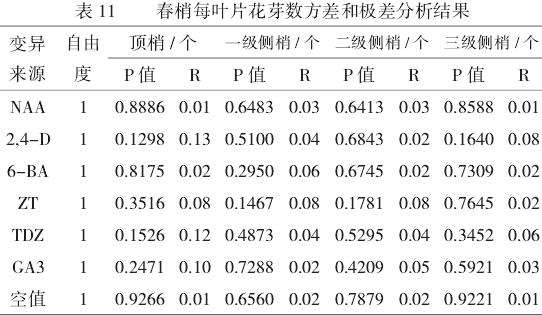 不同外源激素配施对油茶春梢生长与花芽分化影响
