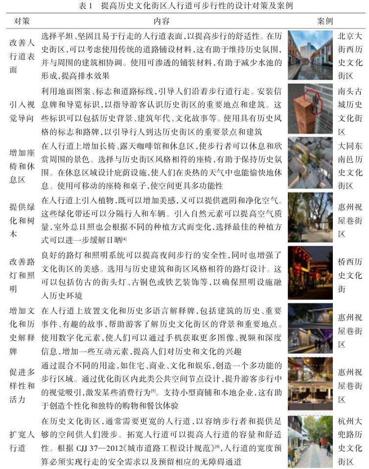 历史文化街区人行道可步行性设计对策