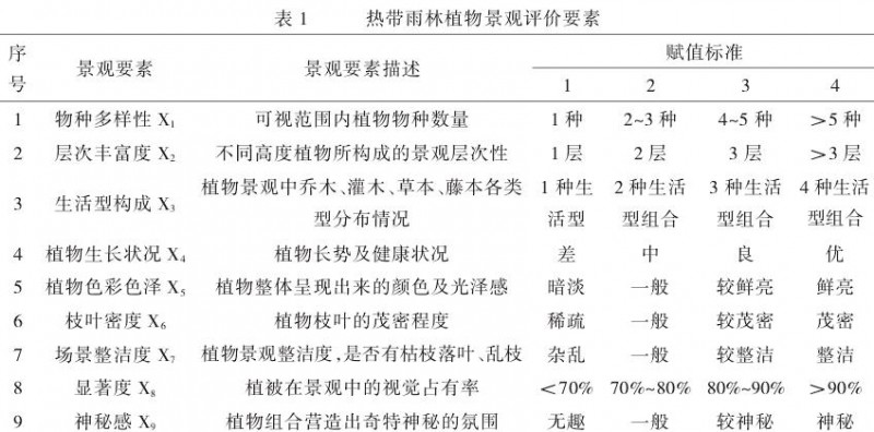 热带雨林植物景观评价体系构建