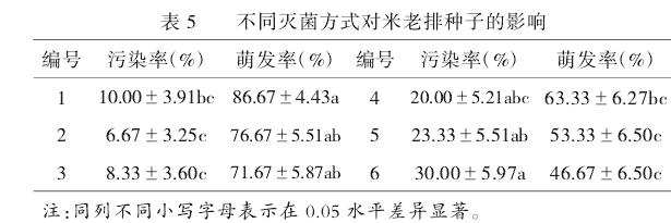 不同灭菌方式对米老排种子的影响